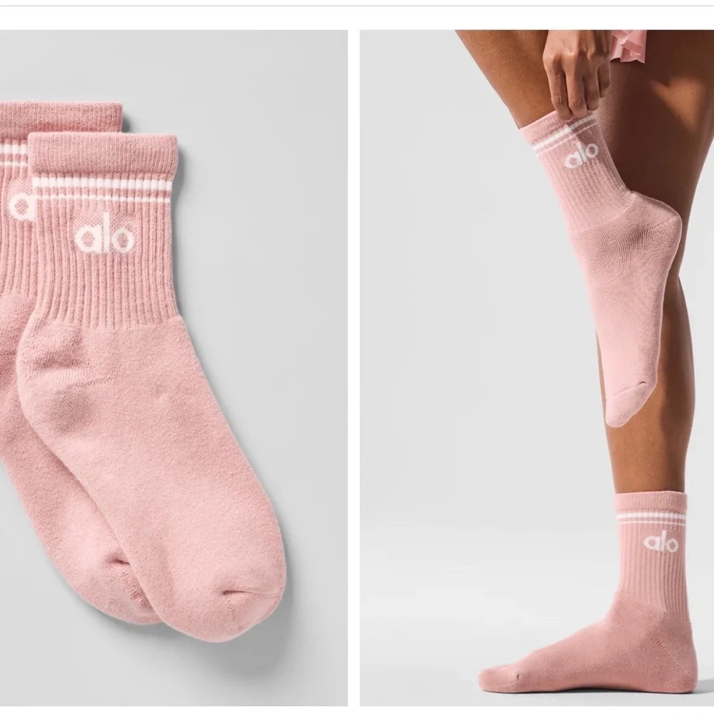 Alo yoga Unisex Half-Crew Throwback Sock Pink quartz/white